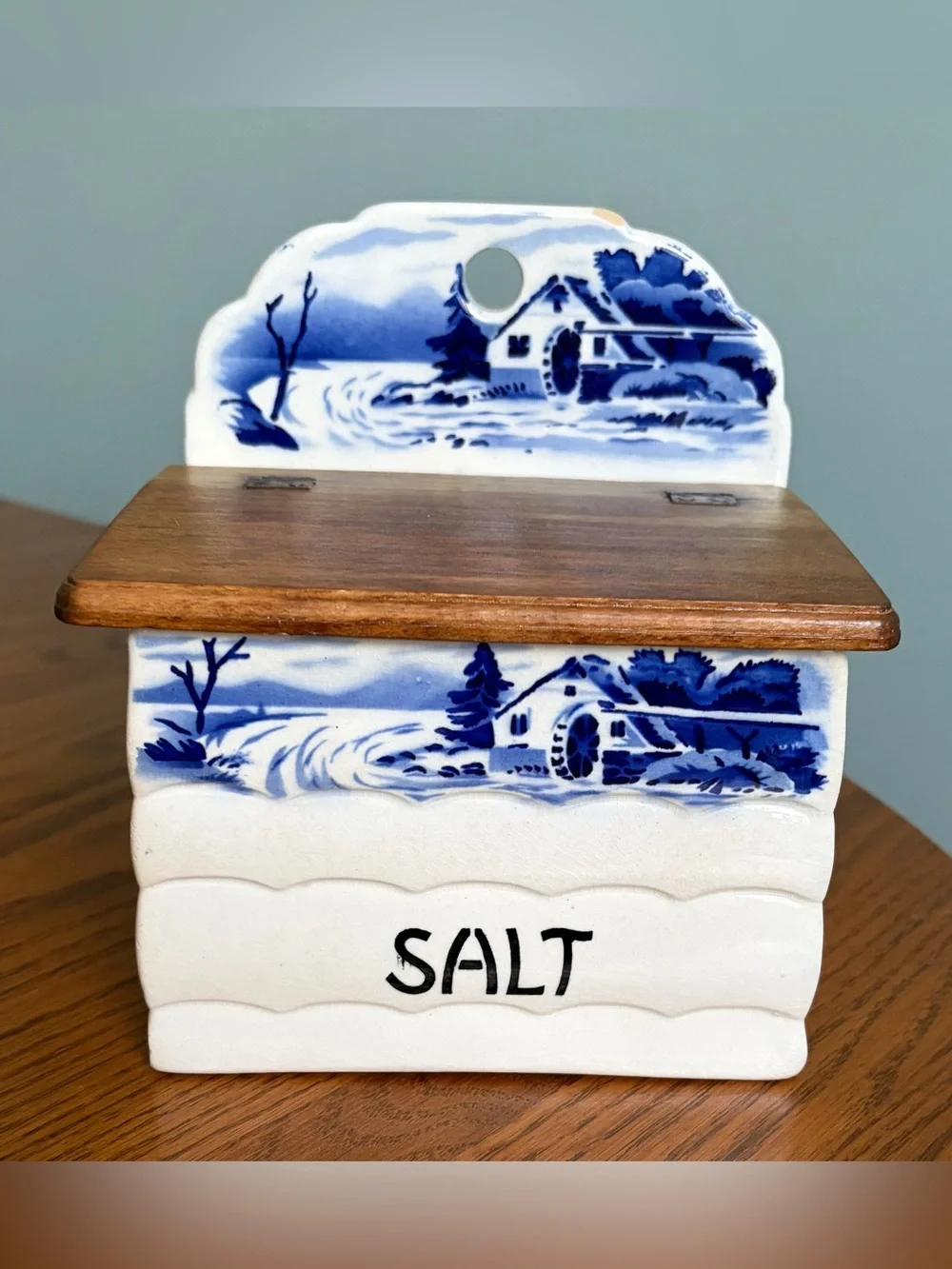 Vintage Delft-Style Salt Box Made in Germany